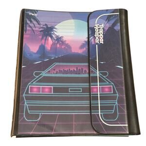 Retro Mead Trapper Car Sunset Palm Trees 1 Inch Binder Folders Clip Board